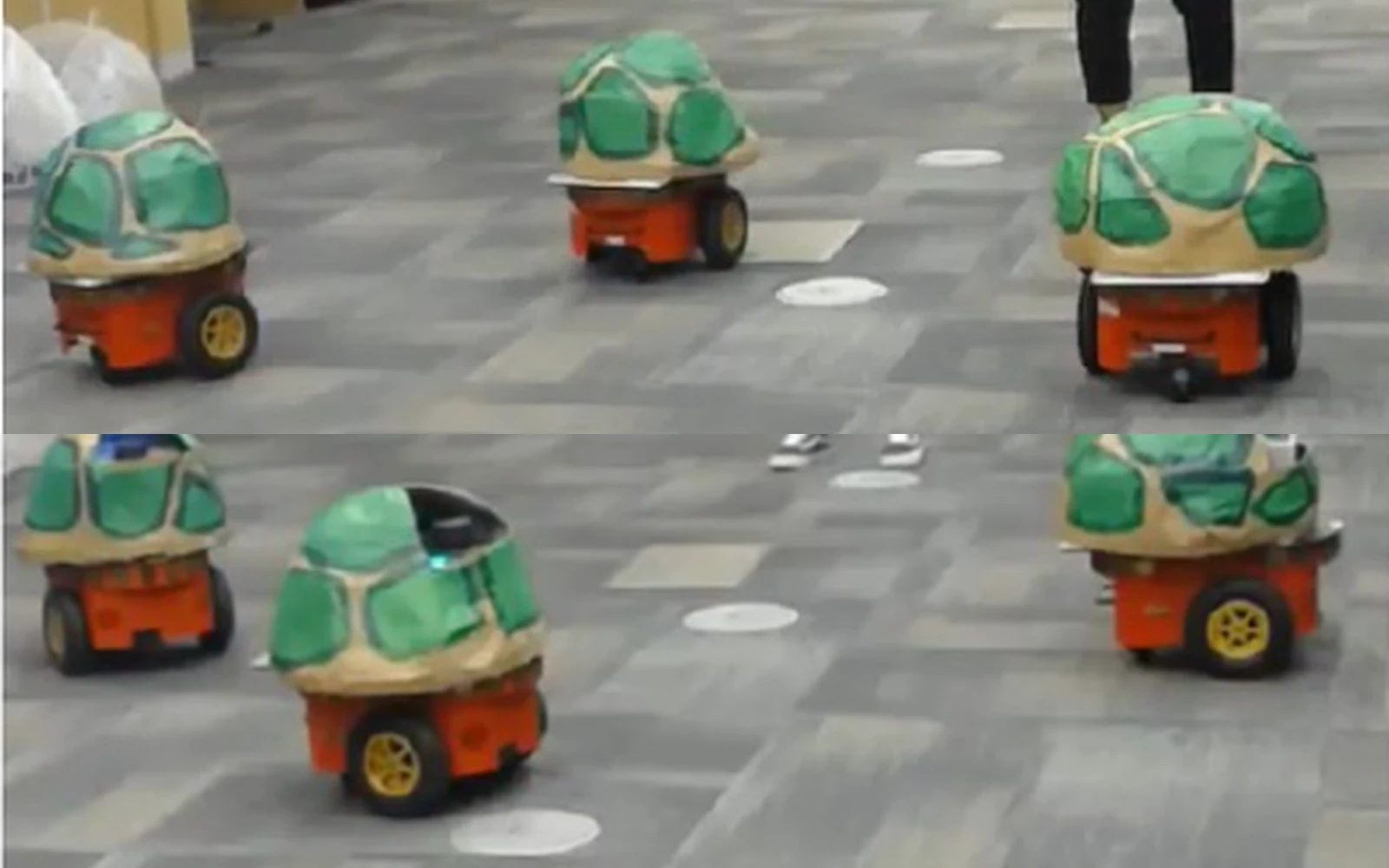 Wedge and V-shape robot formations approaching participants during the Social Triangles study